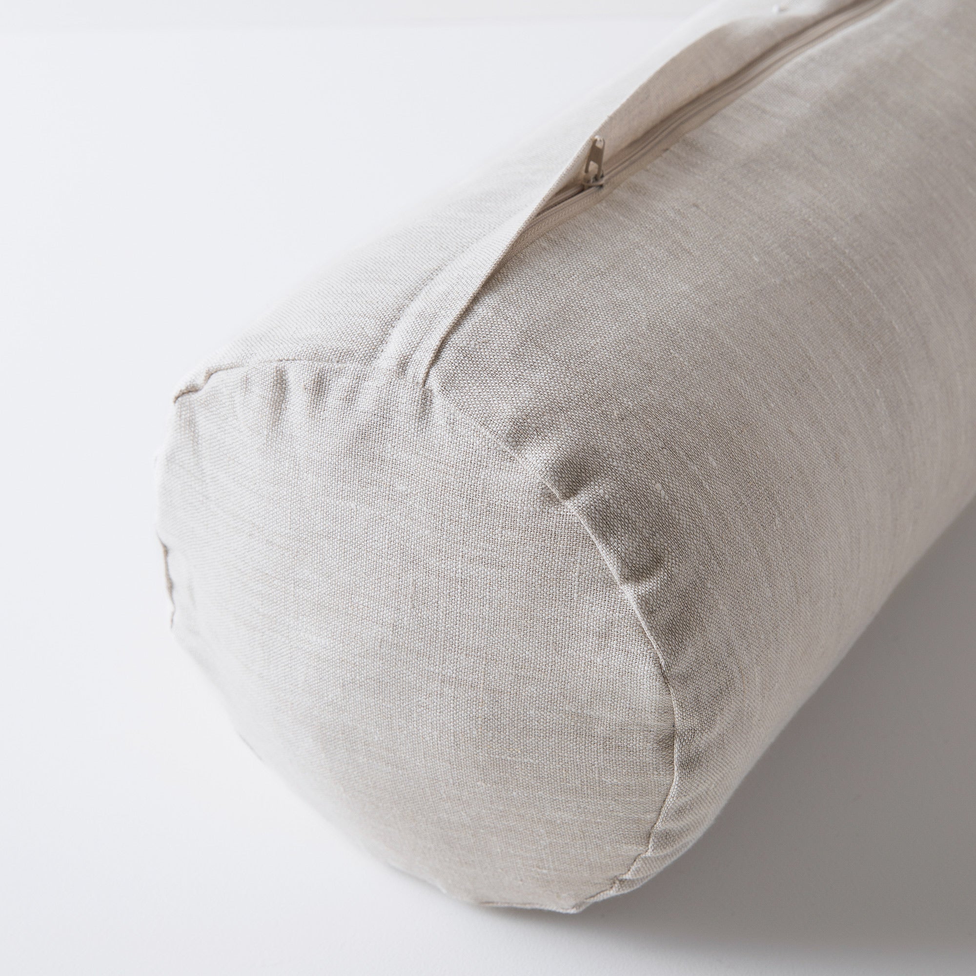 Cylindrical Bolster Natural Linen Zipper